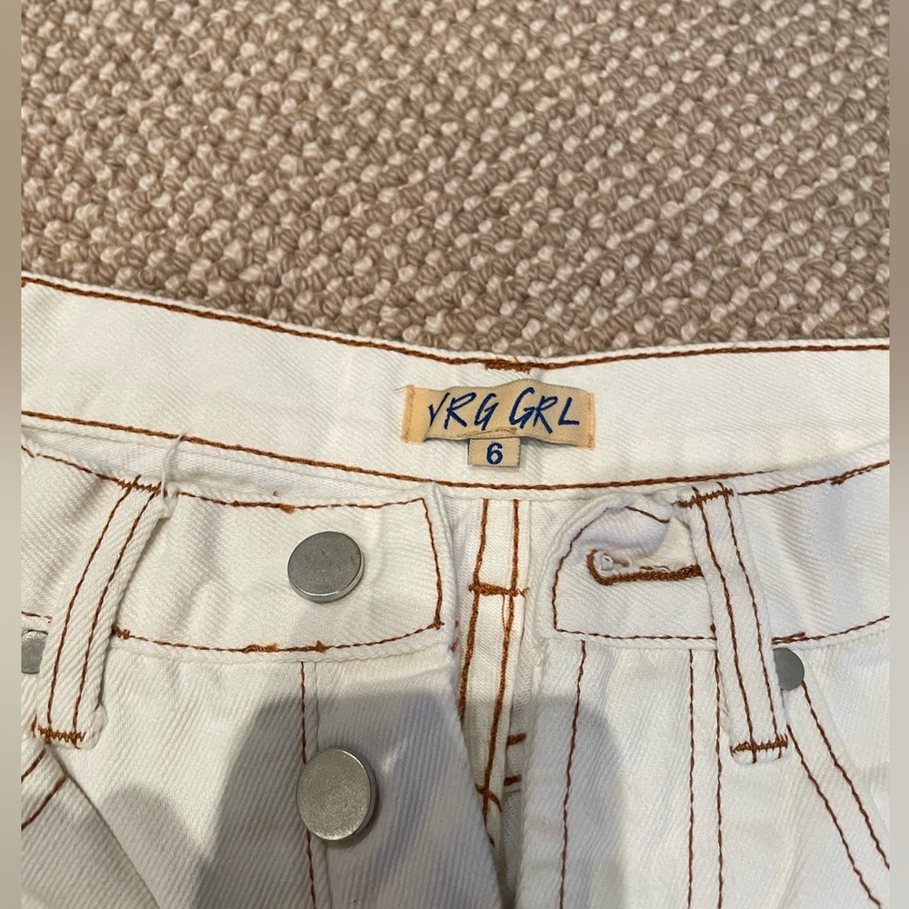 Verge Girl White Cowboy Jeans, Brown Detailing | VRG GRL Size US 4 - Picture 4 of 12